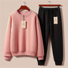 Womens 2 Piece CORE Winter Sweatshirt Co Ord Set MWCWSS1 - Pink Black