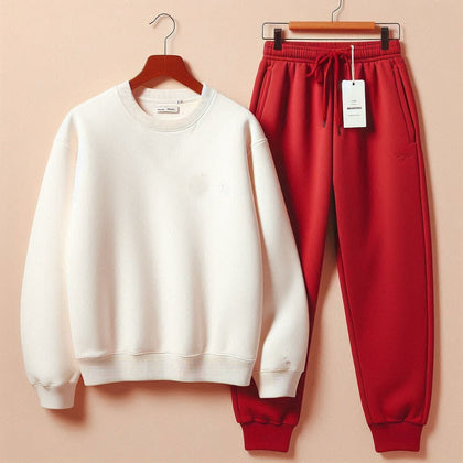 Womens 2 Piece CORE Winter Sweatshirt Co Ord Set MWCWSS1 - White Red