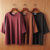 Womens T-Shirt Bundle 3 Drop Shoulder Oversized Fit T-Shirts Brown Maroon Black - WOMTSB12