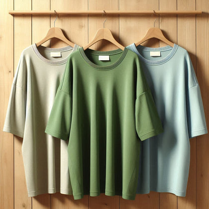 Womens T-Shirt Bundle 3 Drop Shoulder Oversized Fit T-Shirts Grey Green Light Blue - WOMTSB7