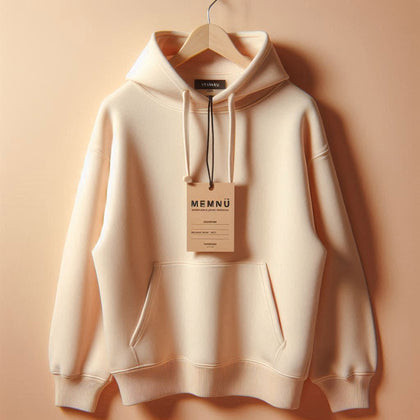 Womens Memnu Cotton Fleece Pullover CORE Hoodie - Cream