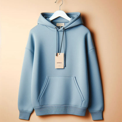 Womens Memnu Cotton Fleece Pullover CORE Hoodie - Light Blue