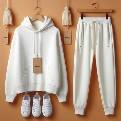 Womens 2 Piece CORE Winter Hooded Co Ord Set MWCWHS1 - White