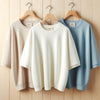 Womens T-Shirt Bundle 3 Drop Shoulder Oversized Fit T-Shirts White Cream Light Blue - WOMTSB11