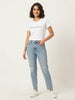 Women's Oversized Striped Detail Cotton T-Shirt MEPST586