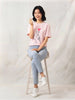Women's Oversized Striped Detail Cotton T-Shirt MEPST591