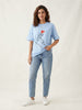 Women's Oversized Striped Detail Cotton T-Shirt MEPST592