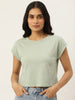 Women's Oversized Striped Detail Cotton T-Shirt MEPST597