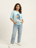 Women's Oversized Striped Detail Cotton T-Shirt MEPST606