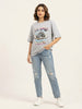 Women's Oversized Printed Detail Cotton T-Shirt MEPST610
