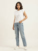 Women's Oversized Striped Detail Cotton T-Shirt MEPST613