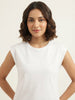 Women's Oversized Striped Detail Cotton T-Shirt MEPST613