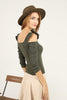 Women's Statement Sleeve Knit Detail Top - WST72