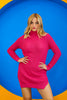 Womens Knitted High Neck Detail Dress MEWKND417