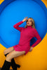 Womens Knitted High Neck Detail Dress MEWKND417