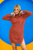 Womens Knitted High Neck Detail Dress MEWKND447