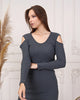 Womens Knitted Cut Sleeve Detail Dress MEWKND379