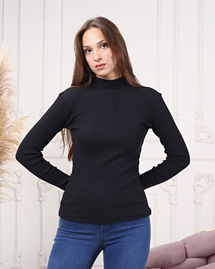 Women's Mock Neck Detail Light Sweater by Memnu - MEWS806