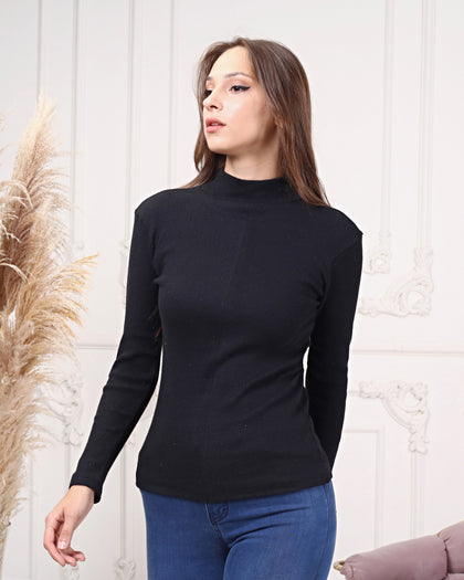 Women's Mock Neck Detail Light Sweater by Memnu - MEWS806