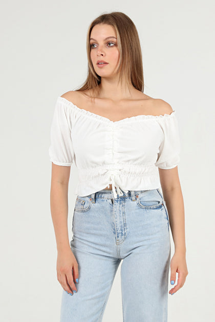 Women's Front Tie Textured Detail Top - WST490