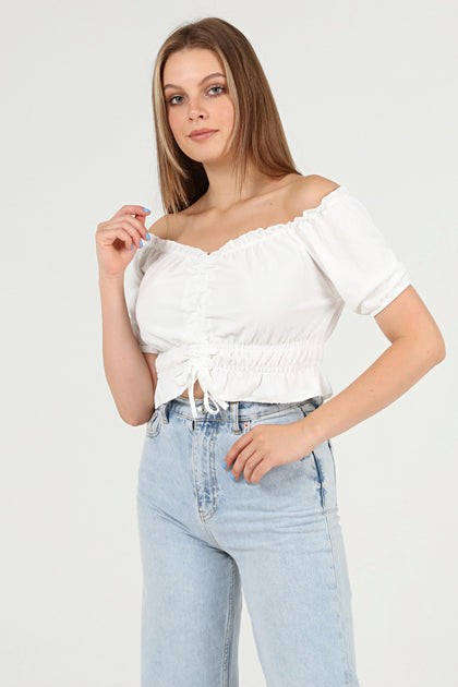 Women's Front Tie Textured Detail Top - WST490