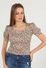 Women's Puff Sleeve Print Detail Top - WST485