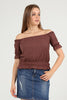 Women's Off Shoulder Textured Detail Top - WST497