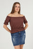 Women's Off Shoulder Textured Detail Top - WST497