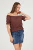 Women's Off Shoulder Textured Detail Top - WST497