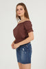 Women's Off Shoulder Textured Detail Top - WST497