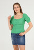 Women's Puff Sleeve Textured Detail Top - WST511