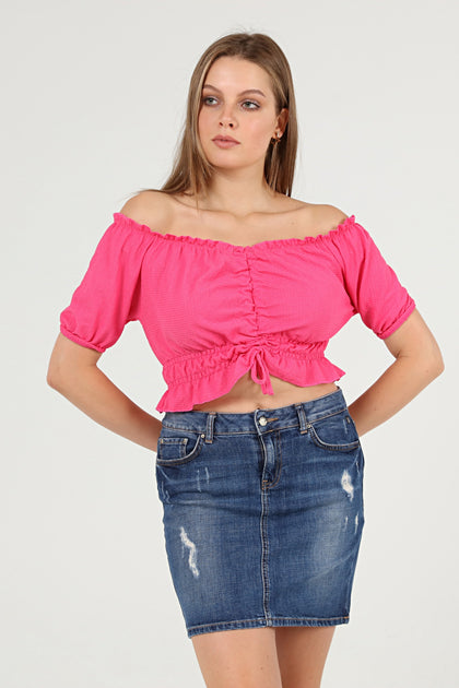 Women's Front Tie Textured Detail Top - WST491