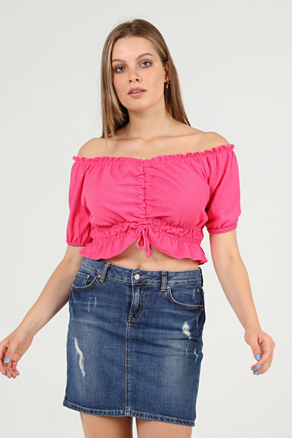 Women's Front Tie Textured Detail Top - WST491