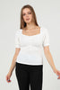 Women's Puff Sleeve Textured Detail Top - WST505