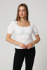 Women's Puff Sleeve Textured Detail Top - WST505