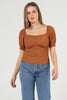 Women's Puff Sleeve Textured Detail Top - WST508