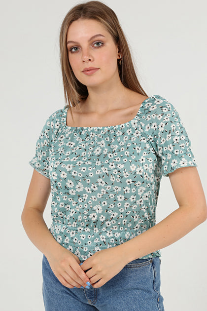 Women's Off Shoulder Print Detail Top - WST495