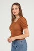 Women's Puff Sleeve Textured Detail Top - WST507