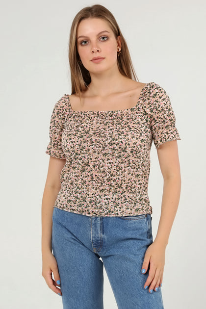 Women's Off Shoulder Print Detail Top - WST496