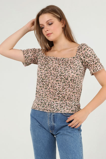 Women's Off Shoulder Print Detail Top - WST496