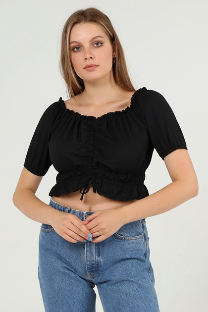 Women's Front Tie Textured Detail Top - WST492