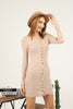 Women's Button Knit Detail Dress - MWSD131