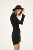 Women's Statement Sleeve Knit Detail Dress - MWSD126