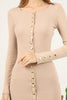 Women's Button Knit Detail Dress - MWSD131
