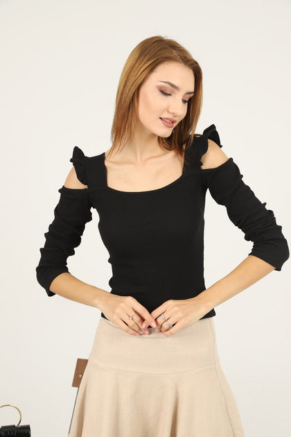 Women's Statement Sleeve Knit Detail Top - WST73