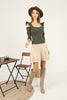 Women's Statement Sleeve Knit Detail Top - WST72