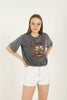 Women's Crop Acid Wash Print Detail Cotton T-Shirt MEPST261