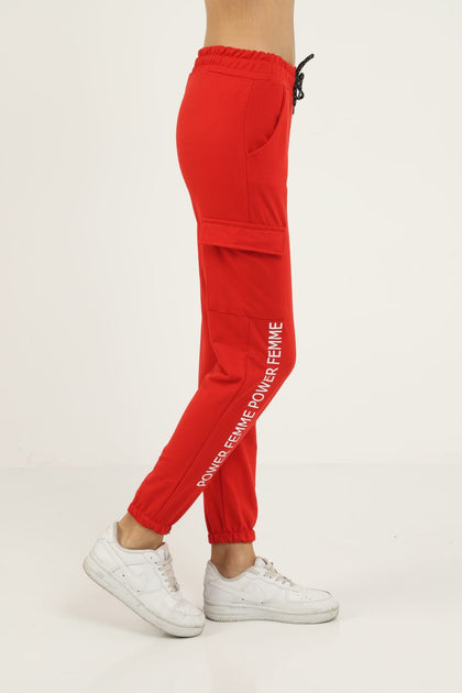 Women's Cargo Pocket Print Detail Jogger Pants - MWJP79