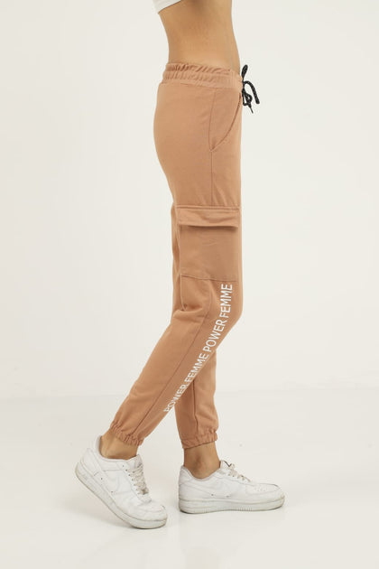 Women's Cargo Pocket Print Detail Jogger Pants - MWJP80