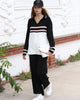 Womens 2 Piece Collar Detail Color Block Co Ord Set WTWCD188